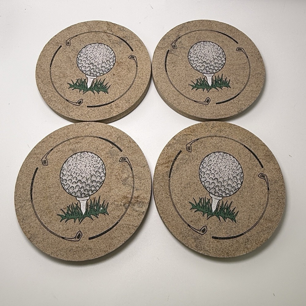 Thirstystone Coasters Golf Theme Set Of 4 Cork Backing